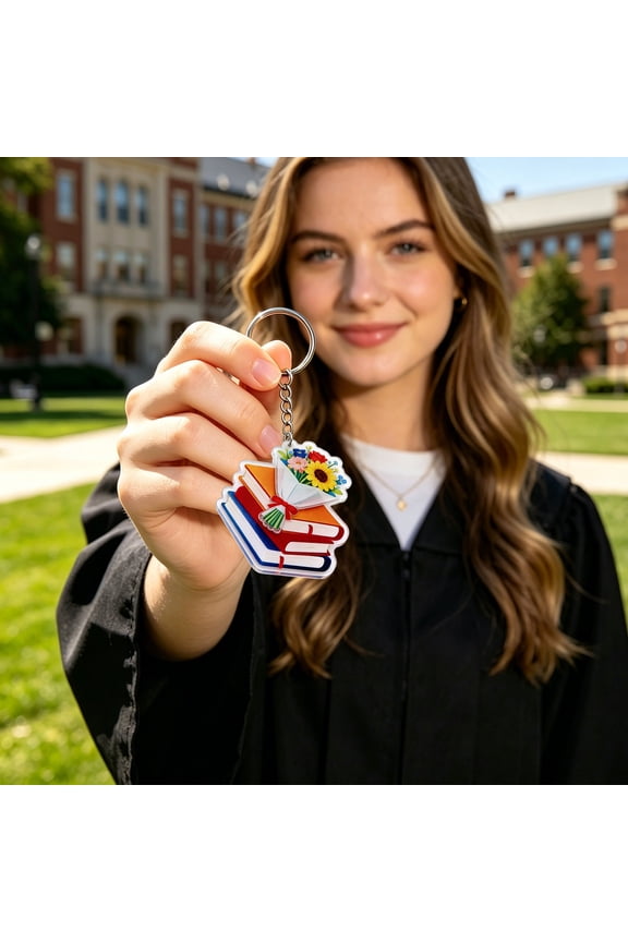 Graduation Keychain, Acrylic Cap and Gown Charm Key Ring, Class Keepsake Bag Accessory, Graduation Gift for Students and Alumni