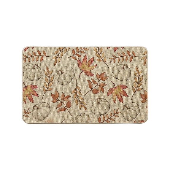 Eespoir Halloween Pumpkin Eucalyptus Fall Doormat, Autumn Home Decor Low-Profile Switch Rug, Bathroom Avoid Slide Mats, for Laundry, Kitchen, Pet Feeding