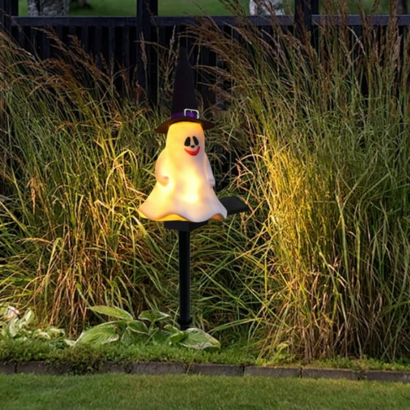 Eespoir Halloween Solar Ghost Stake Lights, Outdoor Waterproof Halloween Outside Lights, Halloween Decorations Lights, for Garden, Pathway, Yard, Lawn or Patio