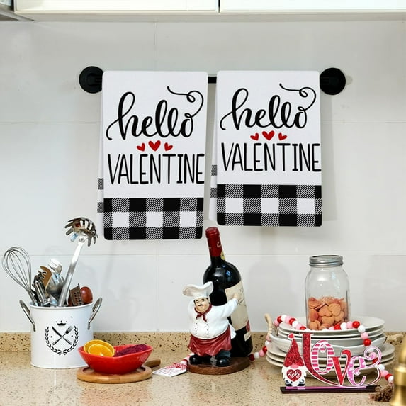 Eespoir Happy Valentines Day Towels, Kitchen Drying Cloth, Tea Towel Set, Cooking Baking Linens, Holiday Kitchen Decor, Themed Towel Collection(C)