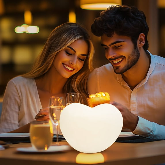 Eespoir Heart Shaped Night Light, Cute LED Bedside Lamp, Soft Luminous Bedroom Decoration, For Mood Lighting, Nursery, Romantic Ambiance, Plug In Nightlight(C-3.94")