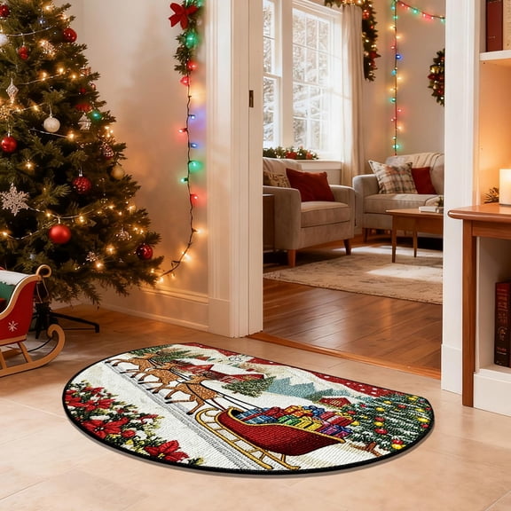 Eespoir Household Absorbent Nonslip Foot Mat, Dirt Proof Mat, Christmas Entrance Mat, Nonslip Foot Mat, For Household Use Bathroom Safety, Absorbent Dirt Proof(A)