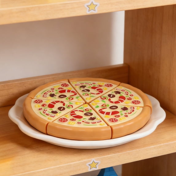 Eespoir Imitation Pizza Bread Cutting Interest, Kitchen Cooking Children Puzzle Play House, Plastic Pizza Cake Toy for Pretend Play, Role Playing, Educational Food Toy