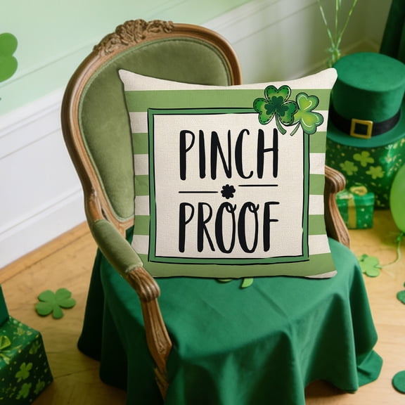 Eespoir Irish Printed Pillow Cover, Patrick's Day Shamrock Pillowcase, Green Themed Couch Pillow Cover, For Seasonal Home Decor, Party, Gift, Sofa Seat Cushion, Decorative Fabric Cover(C)