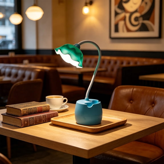 Eespoir LED Desk Lamp, Eye-Caring Student Study Light, Dimmable Table Lamp with Pen Holder, Small Reading Light for Dormitory, Bedroom, Home Office, Homework,Blue