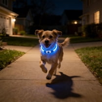 Eespoir Light Up Dog Collar, Led Dog Collar USB Rechargeable Flash Dog Necklace, Pet Safety Collar for Night Walk, Visibility, Small Medium Large Dogs(Blue)