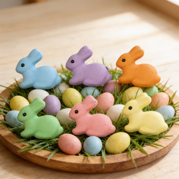 Eespoir Macaron Foam Simulation Easter Bunny Egg, Lightweight Easter Decoration, Festive Foam Craft for Table Settings, Party Decor, Spring Celebrations