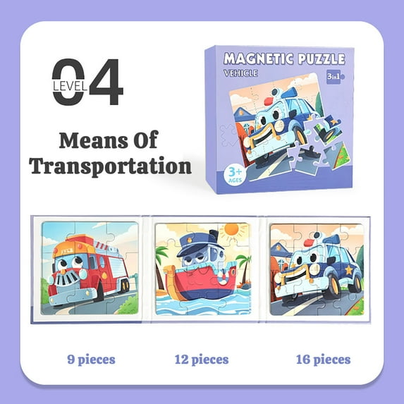 Eespoir Magnetic Puzzle, Children Thinking Toys, Age 3 to 6, Educational Puzzle Game, Learning Development Activity, Cognitive Skill Building(Purple)