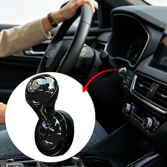 Eespoir Metal Car Engine Start Button Cover, Decorative One Button Ignition Sticker Trim, Vehicle Interior Accessories Modification Decal,Black
