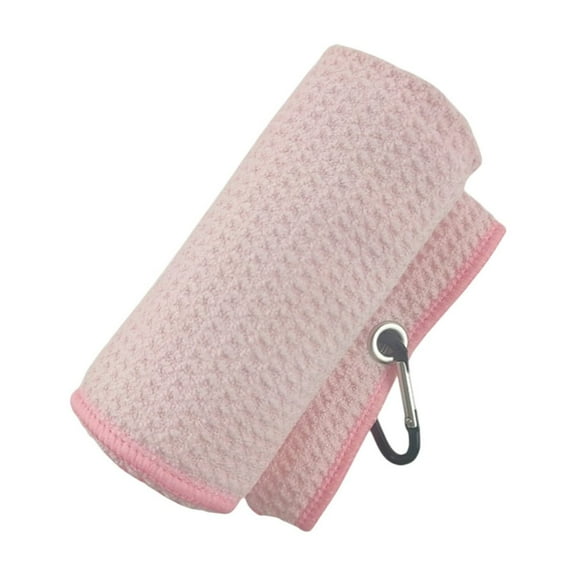 Eespoir Microfiber Golf Towel with Carabiner Clip, Waffle Pattern Golf Towels for Bags, Outdoor Sports Towel Gifts, for Sports Training and Daily Use, Pink