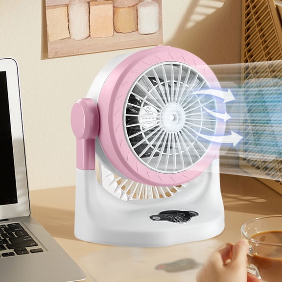Eespoir Mini USB Small Desk Fan, Chiller Silent Household Humidification Spray Fan, Oscillating Fan, Table Air Circulator Fans for Home, Office, Travel, Camping