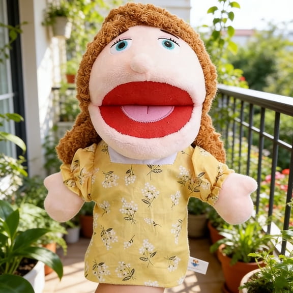 Eespoir Mom Hand Puppet With Moving Mouth, Soft Plush Puppet For Kids Adults, Interactive Game Performance Toy For Storytelling