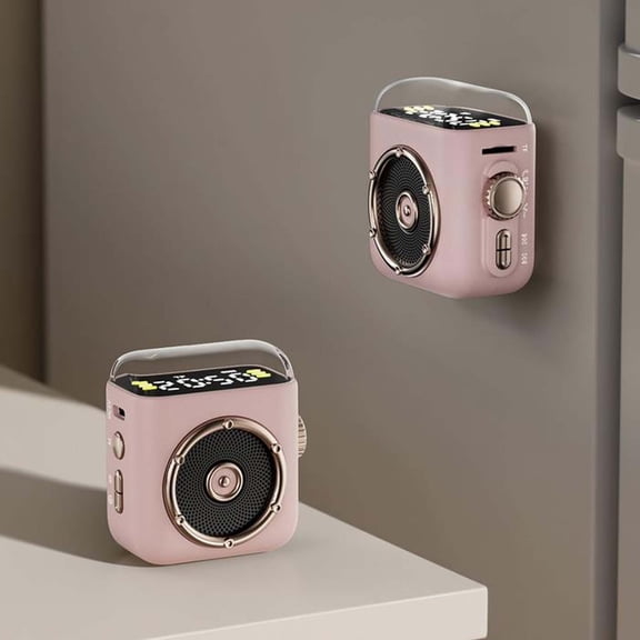 Eespoir Multi Functional Magnetic Night Light, Clock Bluetooth Speaker, Portable Magnetic Speaker, For Home Outdoor Use, Back Clip Design(Pink)
