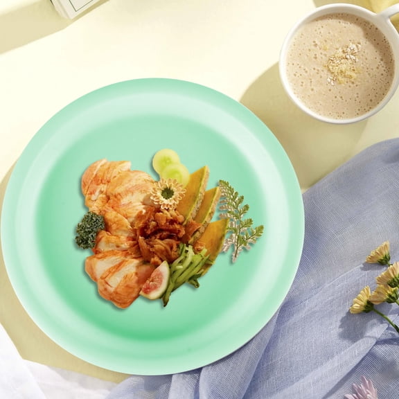 Eespoir Multi-colored Plastic Round Plates, Nordics Style Serving Plates, Shatterproof Snack Plates for Fruit Serving, Kitchen Use, Party Display(Green)