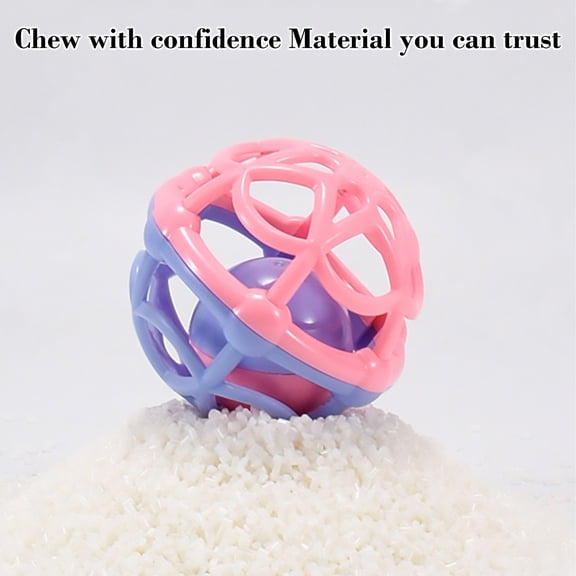 Eespoir Newborn Infant Rattle Teether, 3-6-12 Months Infant Toy, Baby Rattle Teether, Molar Chewable Toy, For Soft Rubber Bells Hand Ball Play(Purple)