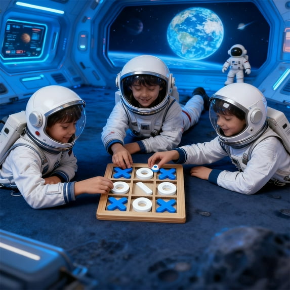 Eespoir Noughts And Crosses Kids Children Board Games, Indoor Playing Tac-toe Game, Family Strategy Game for Travel, Parties, Learning and Fun(Blue)