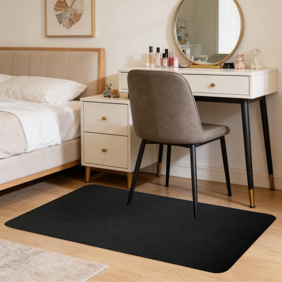 Eespoir Office Chair Mat For Hardwood Floor, Under Desk Computer Rolling Chair Mat for Wood Tile Floor, Non Slide Heavy Duty Desk Rug, Hard Floor Protector(Black)