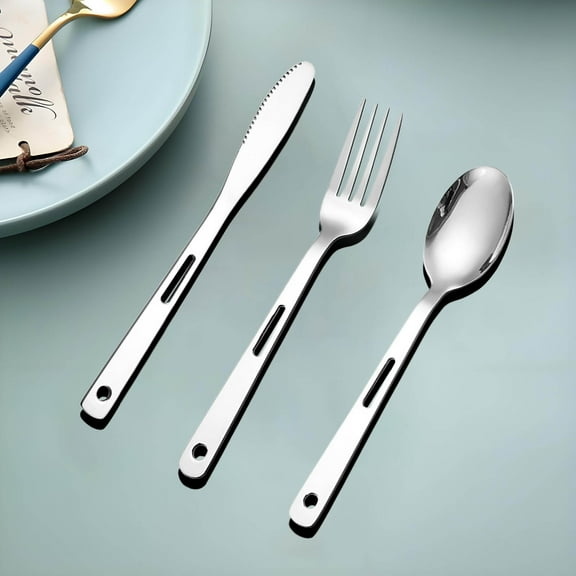 Eespoir Outdoor Camping Cutlery Set, Picnic Stainless Steel Knife Fork and Spoon Set, Travel Portable Cutlery Set for Hiking, Backpacking, Car Trip