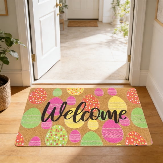 Eespoir Outdoor Entrance Doormat, Easter Egg Rug Welcome Mat, Doormat for Indoor Outdoor, Spring Decor, Home Entryway Protection