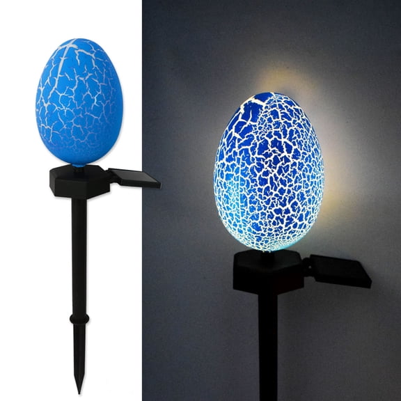 Eespoir Outdoor Solar Lamp Simulation Easter Eggs, Courtyard Decoration Lamp Ground Night Light, Solar Powered Egg Light, for Garden, Pathway, Spring Evening Ambiance(Blue)