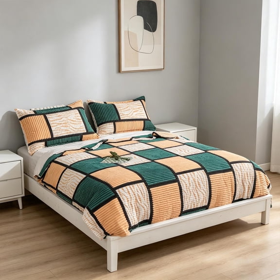 Eespoir Printed Lattice Fleece Blanket Throw, Drawstring Design Dormitory Bed Sheet, For Home Couch Sofa Bedroom Cozy Warmth