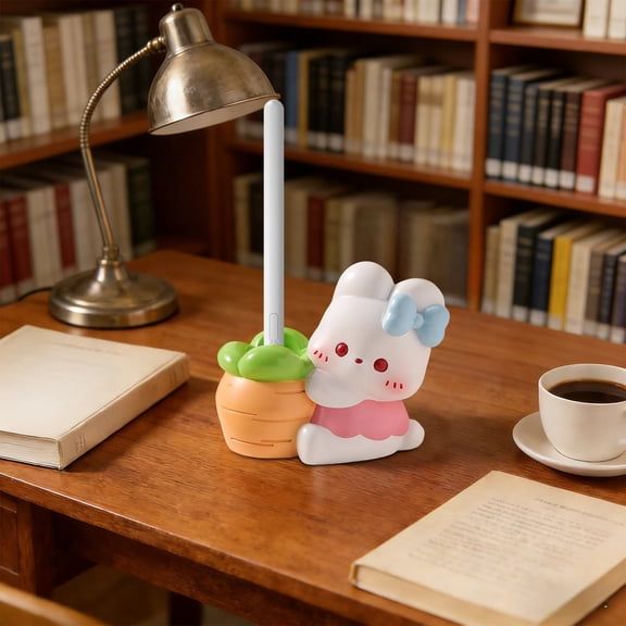Eespoir Rabbits Pen Holders, Adorable Resin Desk Organizer, Cute Pen Rest and Stand for Children's Study, Home Office, and Gift Presentation