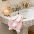thumbnail image 1 of Eespoir Rabbits Shaped Hand Towel, Thickened Corals Fleece Towel, Wall Mountable Towel for Bathroom Use, Kitchen, Guest Room, Highly Absorbent, Odor Free(Pink), 1 of 6
