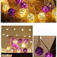thumbnail image 1 of Eespoir Rattan Ball String Lights, Christmas Decorative String Lights, 9.84Ft 20 Lights USB Powered String Lights, for Porches, Doorways, Windowss, Headboards, Purple, 1 of 8