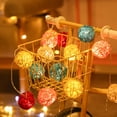 thumbnail image 1 of Eespoir Rattan Ball String Lights, Christmas Decorative String Lights, 9.84Ft 20 Lights USB Powered String Lights, for Porches, Doorways, Windowss, Headboards, 1 of 9