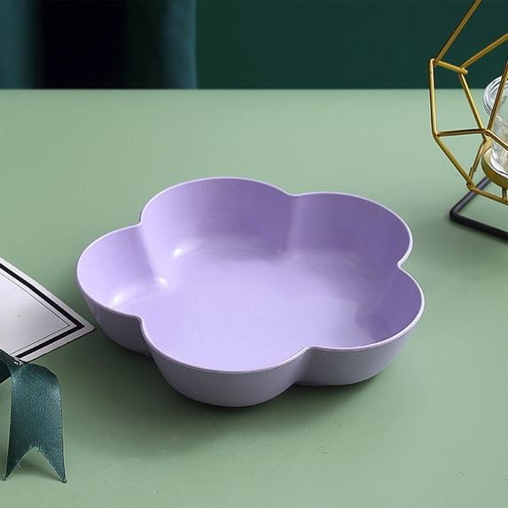 Eespoir Reusable Wheats Straw Plates, Dessert Salad Plates, 7 Inch Wheat Straw Snack Appetizer Plates, for Garnishes, Condiments, Dressings, Cakes, Purple