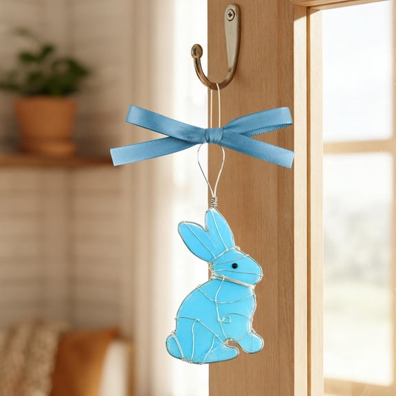 Eespoir Sea Glass Pendant Decoration, Unique Sea Glass Creation, Sea Inspired Ornament, for Gift Giving, Tree Decoration, Craft, Memory, Special Occasion(Blue)