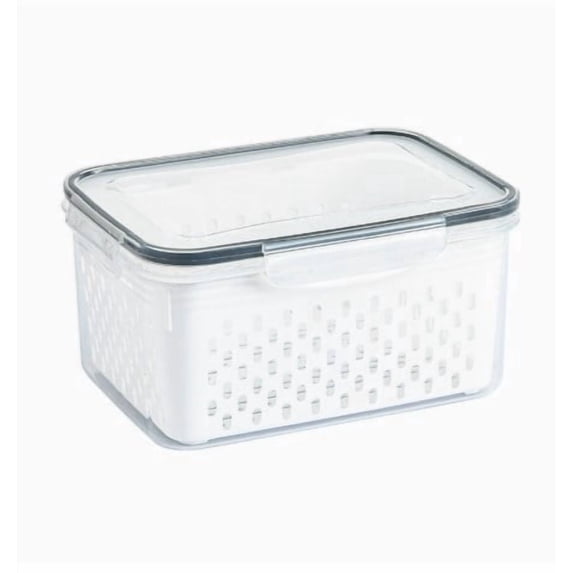 Eespoir Set Of 3 Plastic Produce Storage Containers With Lids, Colander Free Fridge Produce Bins, Stackable Food Storage Bins For Vegetable Fruit, Berry, Lettuce, Sturdy