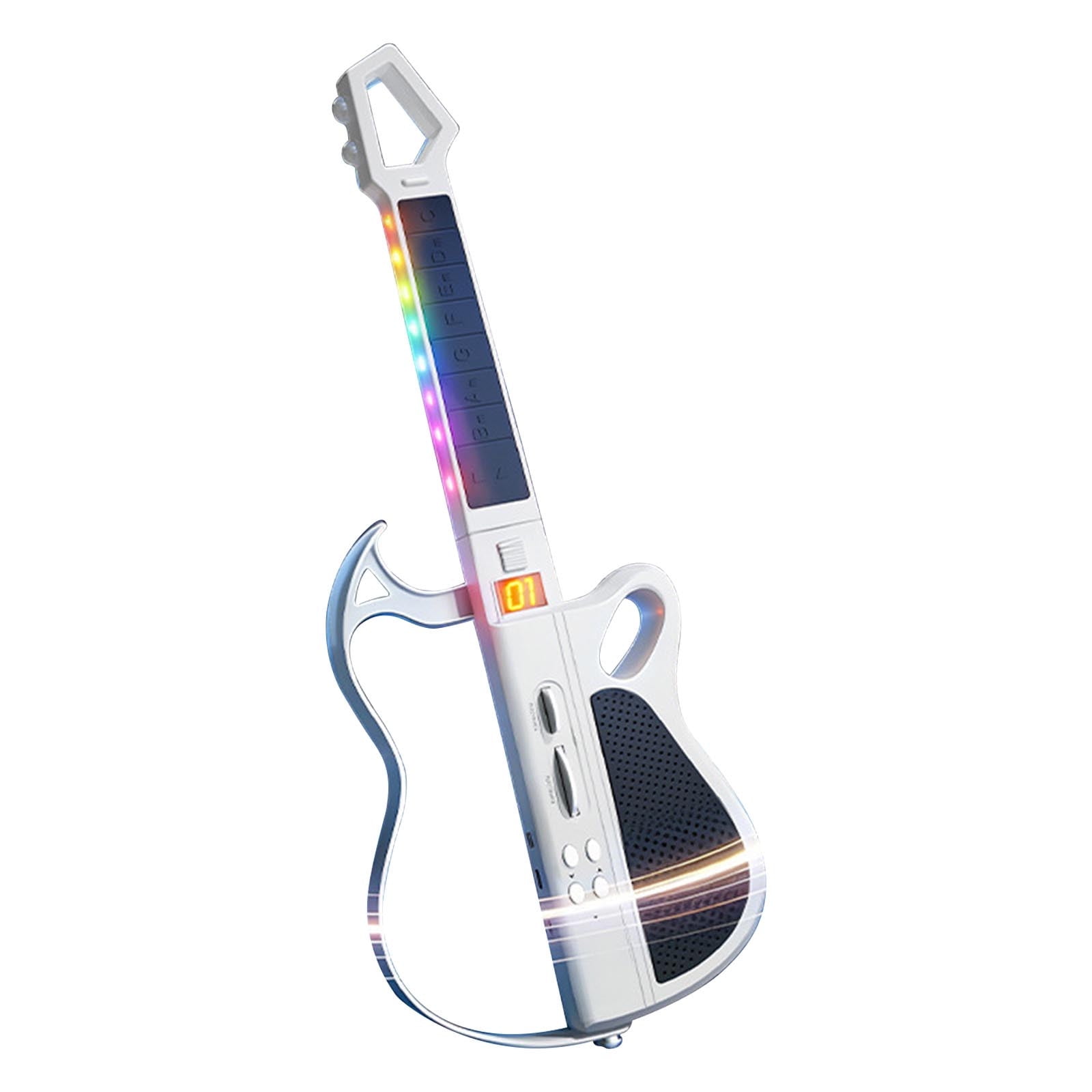 Eespoir Smart Bluetooth Electronic Guitar For Kids, No Strings Foldable Guitar Toy, Auto-Play One-Man Band Mode For Beginners, Portable Music Gift, Educational(White)