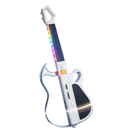 Eespoir Smart Bluetooth Electronic Guitar For Kids, No Strings Foldable Guitar Toy, Auto-Play One-Man Band Mode For Beginners, Portable Music Gift, Educational(White)