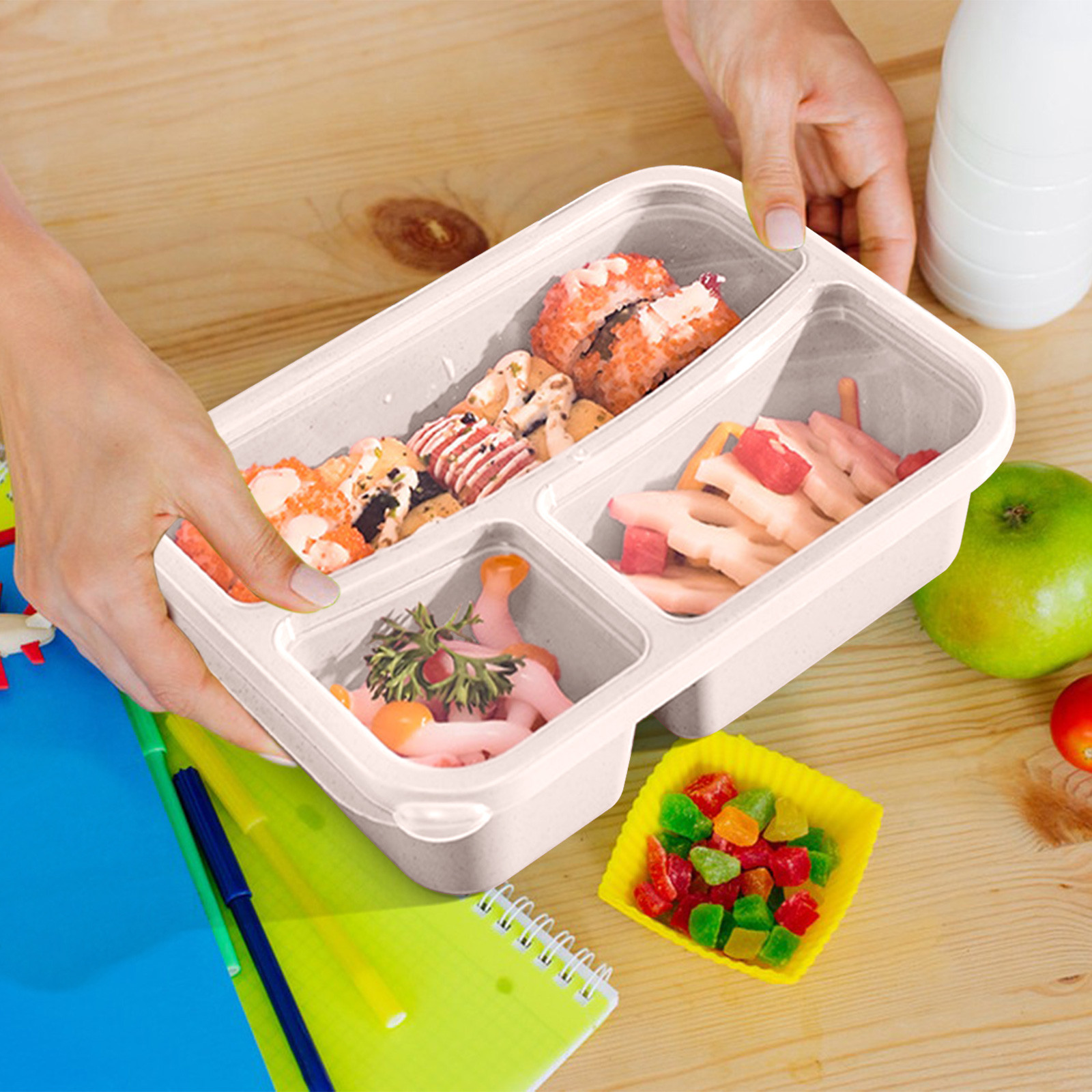 Reflection Lunch Box Eespoir Students Divided Lunch Box, Microwave Safe Lunch Box for Salad ...