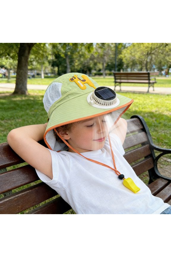 Eespoir Summer Sun Hat With Solar Fan, Boys' Hat Summer Baby Wide-Brimmed, Outdoor Girls' Sun Hat with Cooling Fan, for UV Protection, Comfort, Adjustable