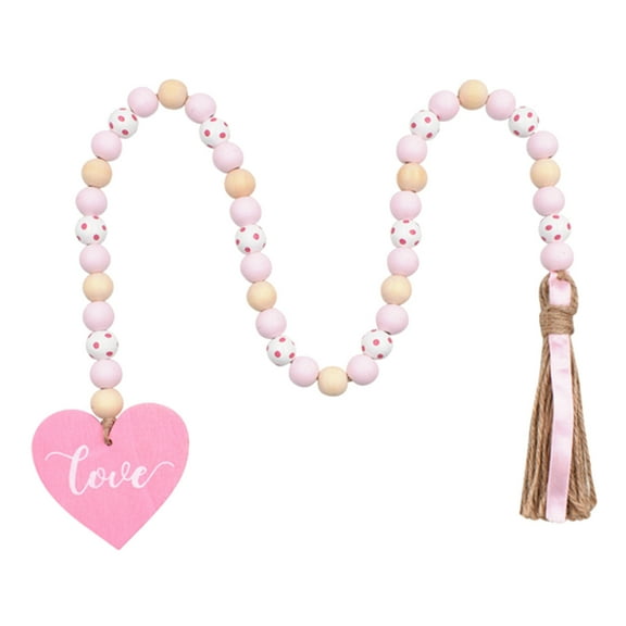 Eespoir Valentine Day Rope Tassel Beading, Colorful Wooden Bead String, DIY Home Holiday Decoration, Bohemian Style, Macrame Inspired, Wall Hanging