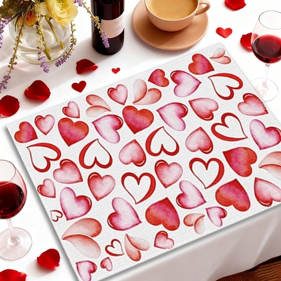 Eespoir Valentine's Day Themed Placemats, Party Decoration Placemats, Romantic Table Setting, Holiday Dinner, Special Occasion, Festive Atmosphere(D)