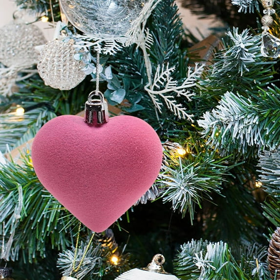 Eespoir Valentine's Day Velvet Heart Ornaments Decoration - Hearted Shape Decorations for Tree, Romantic Small Party Decoration for Wedding Anniversary Party Decoration, Pink
