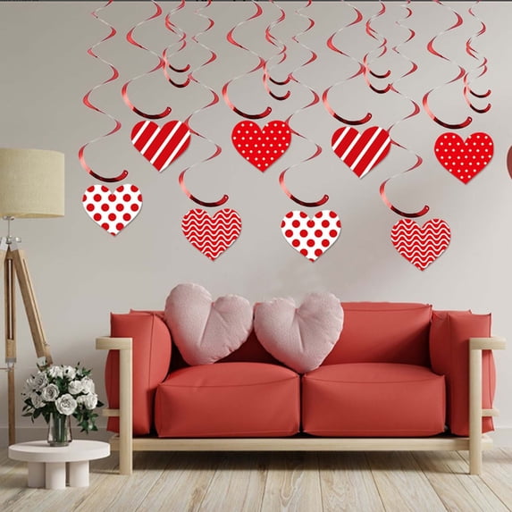 Eespoir Valentines Day Decorations Pull Flag, Valentines Day Heart Decorations, Wedding Supplies Day Flag, for Party Home Wall Decor-A