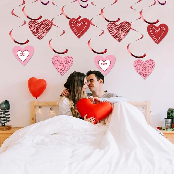 Eespoir Valentines Day Decorations Pull Flag, Valentines Day Heart Decorations, Wedding Supplies Day Flag, for Party Home Wall Decor-B