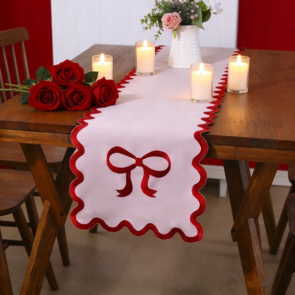 Eespoir Valentines Day Tablecloth, Waterproof Table Runner, Perfect for Holiday Decor, TV Cabinet Cover, Party Settings, Sturdy Fabric, Easy Clean