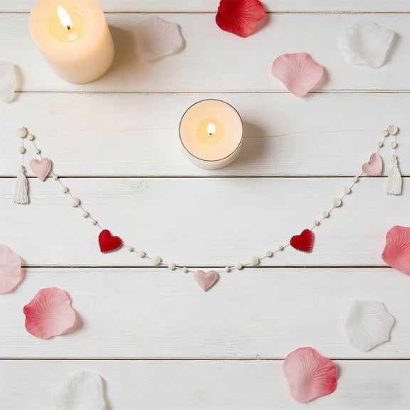 Eespoir Wedding Party Decoration Flower, Engagement Valentines's Day String Flag, Love Hearts Felt Flag Pendant, for Ceiling, Wall, Photo Booth, Anniversary, Festive Garland