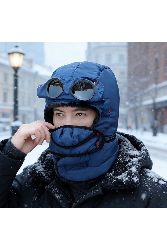 Winter Thermal Cycling Face Mask, Wind-proof Balaclava With Glasses Window, Anti Fog Mask For Outdoor Riding, Skiing, Motorcycle, Cold(Navy)