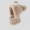 thumbnail image 1 of Eespoir Winter Wool-collared Cap, Cold Weather Beanie for Outdoor Activities, Ear Warm Hat for Men Women, Knitted Winter Accessory(Beige), 1 of 3