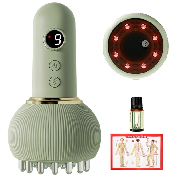 Eettsy Massager - Lymphatic Drainage Massager & Cellulite Massage Tool, Vacuvia for Cellulite Massage Tool for Full Body with Heat, Light, Vibration, with Essential Oil & Acupoint Map