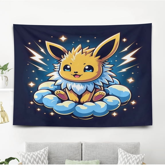 Eevee Aesthetic Evolutions Pattern Wall Hanging 50*60 Inches High-Quality Peach Skin Velvet Material Classic And Charming