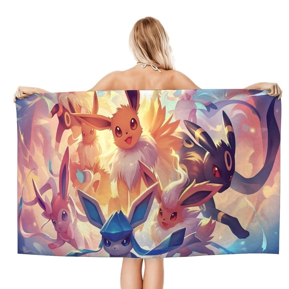 Eevee Aesthetic Evolutions-theme Gifts Quick-dry Beach Towel for Women Girl Birthday Inspired Fan Bath Outdoor Music Lover 31"*63"(78cm*160cm)