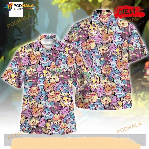 Eevee Evolution Cute Pattern For Enjoy Summer Funny Hawaiian Shirt