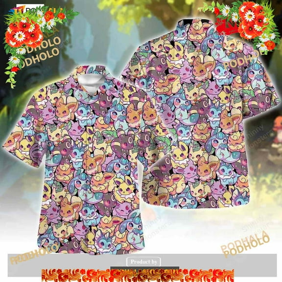 Eevee Evolution Cute Pattern For Enjoy Summer Funny Hawaiian Shirt